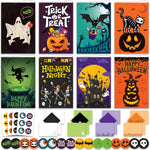 Decorably 24 Pack 4x6in Happy Halloween Cards with Envelopes and Stickers, 8 Adorable Designs Halloween Blank Note Cards and Envelopes
