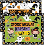 Decorably 76 Pcs Cutouts Halloween Bulletin Board Decorations Set with Background Papers & Borders, Halloween Cutouts for Bulletin Board - School Hallways, Home Study Room