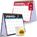 Decorably 24 Months Colorful Small Desk Calendar 2026-2027 Jan 2026 to Dec 2027, 8x6in Spring-Bound Sheets Spring-Bound Sheets with Stickers for Office, Home & School