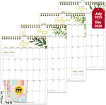 Decorably 18 Months Gold-Foiled Greenery Academic Hanging 2025 Calendar Wall July 2025 to Dec 2026, 10x14.5in Spring-Bound Office Wall Calendar with Stickers & Inspirational Quotes, Office and Home