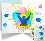 Pop Up Gold Foiled & Glittery 5x7in College Graduation Card with Grad Hat Cutouts