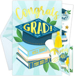 Gold-Foiled 5x8in Individual College Graduation Cards 2025 with Grad Hat Top