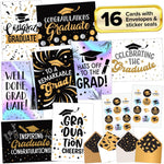 16 Pack Foiled, Glittery, and Holographic 5x7in Graduation Cards with Envelopes and Stickers
