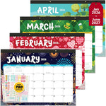 Decorably 18 Months Academic Desk Calendar 2026-2027 Colorful Assorted Landscape January 2026 to June 2027, 11x17in Easy Tear-Off Teacher Desk Calendar with Inspirational Quotes for Office and Home